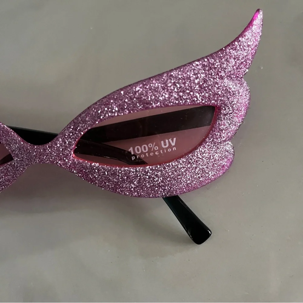 NWT Pink Glitter Cat Eye Sunglasses UV Protection Y2K Whimsigoth